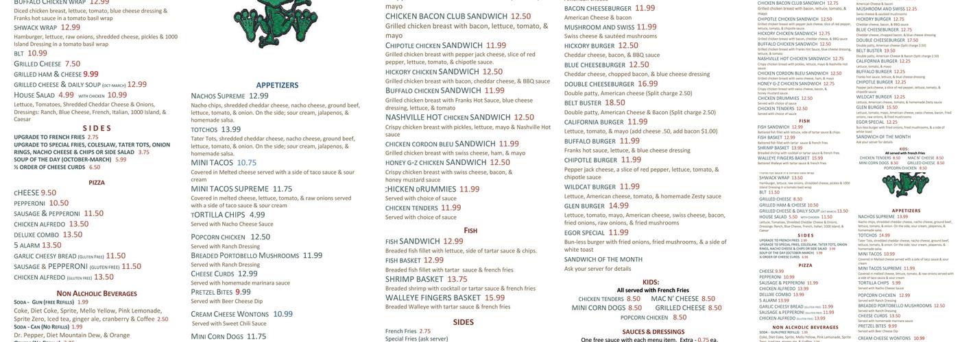 Hopper's Bar & Grill Menu