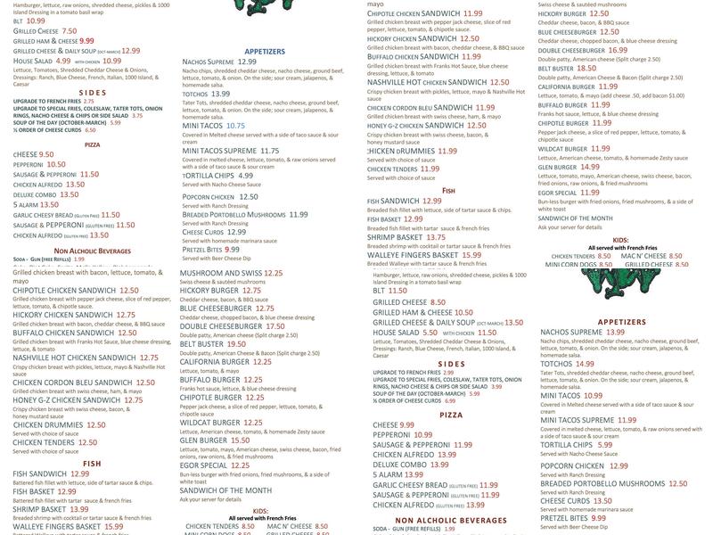 Hopper's Bar & Grill Menu