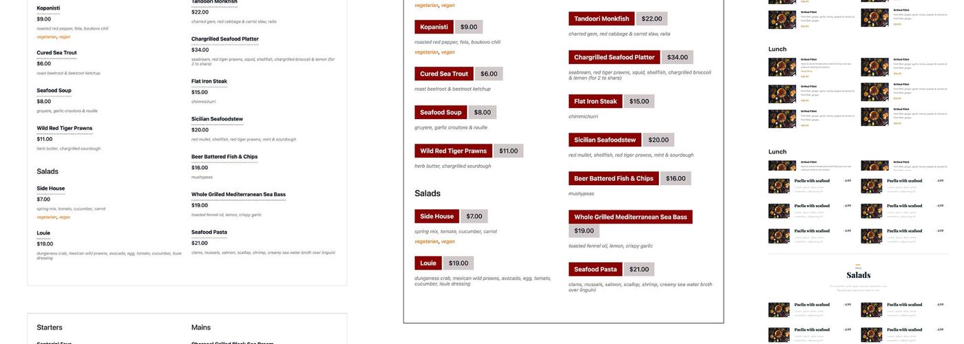 Liberty Restaurant & Bar Menu