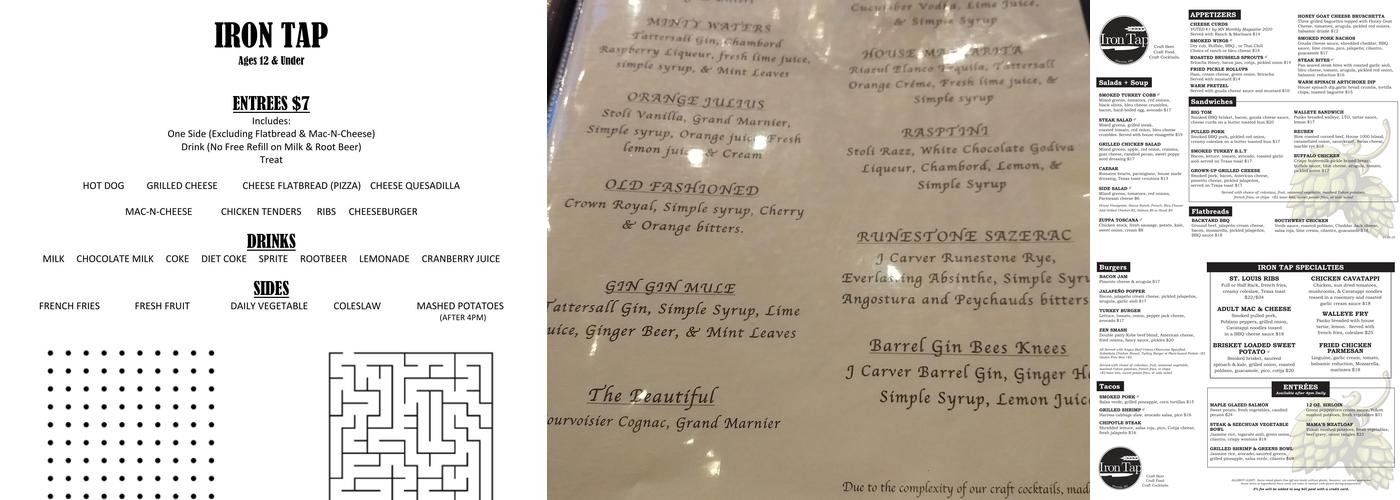Iron Tap Menu