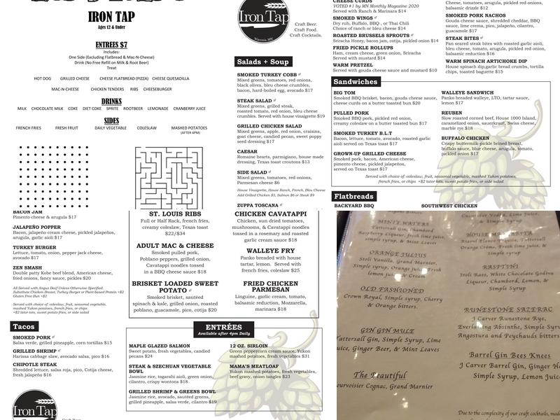 Iron Tap Menu