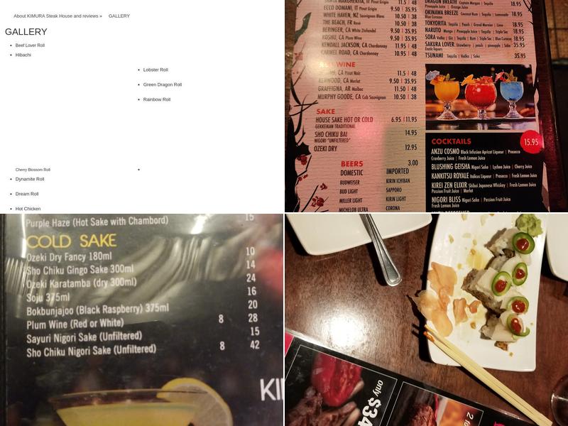 Kimura Japanese Steak House by Japan Inn Menu