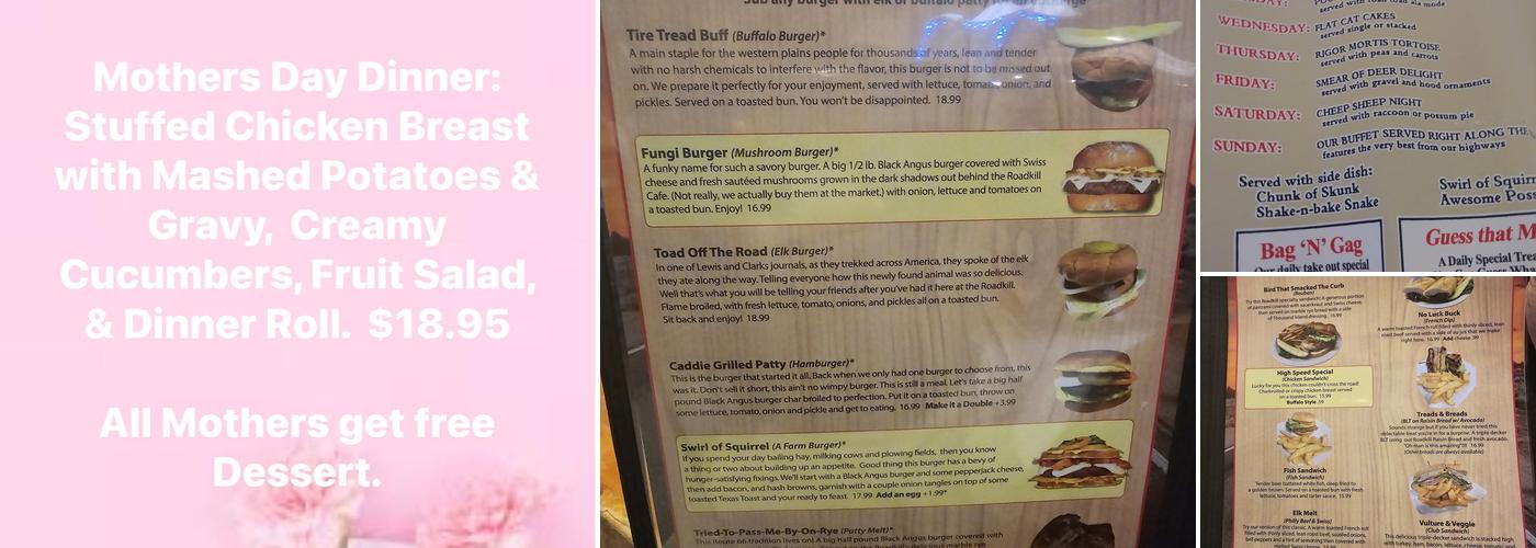 Road Kill Cafe and Cabins Menu