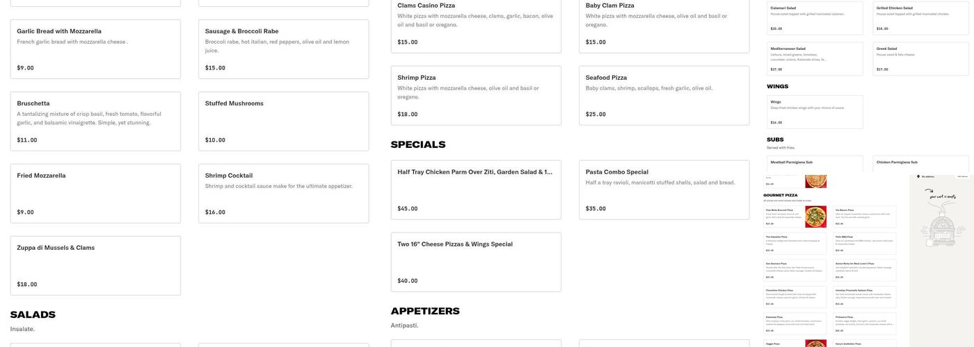 Elenni's Italian Ristorante & Pub Menu