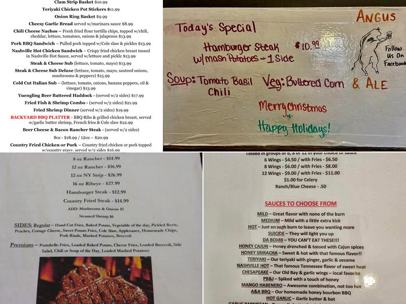 Angus & Ale Menu