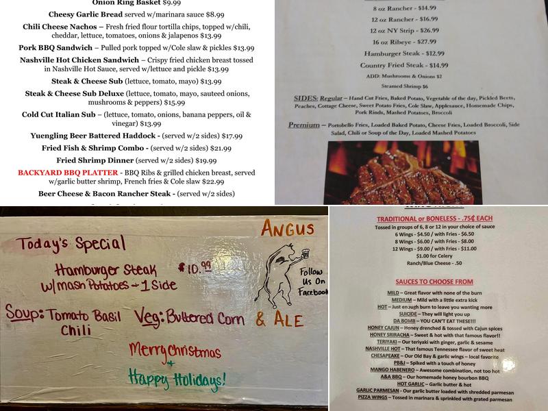 Angus & Ale Menu
