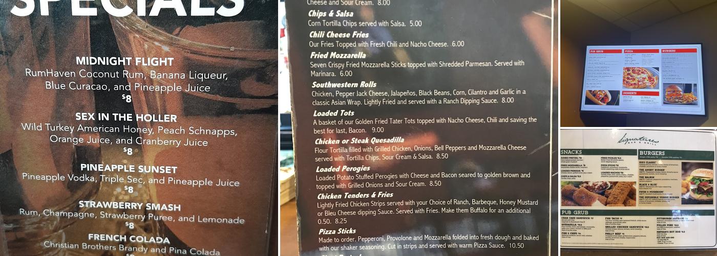 Signatures Bar & Grill Menu