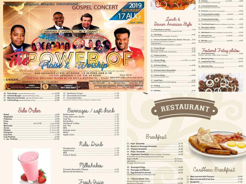 RC Caribbean Restaurant Menu