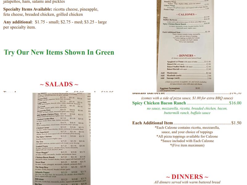 Washington Pizza House Menu