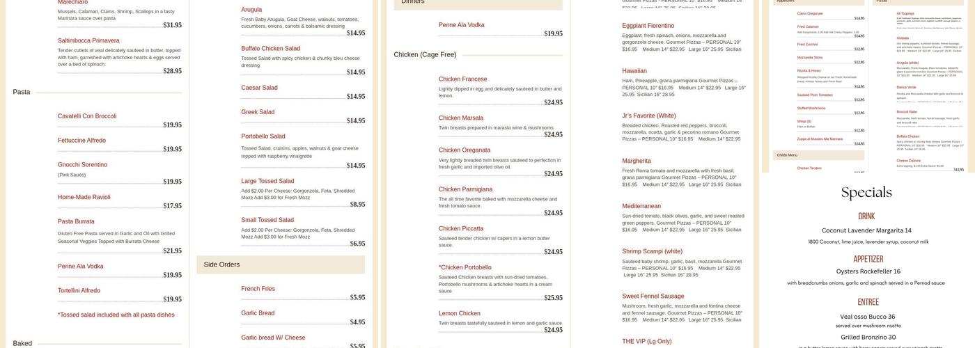 Portobello Restaurant & Pizza Menu