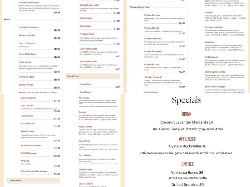 Portobello Restaurant & Pizza Menu