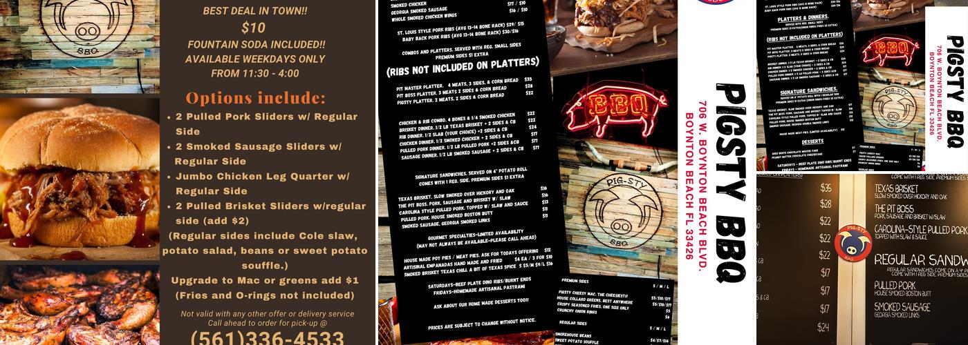 Pig-Sty BBQ Menu