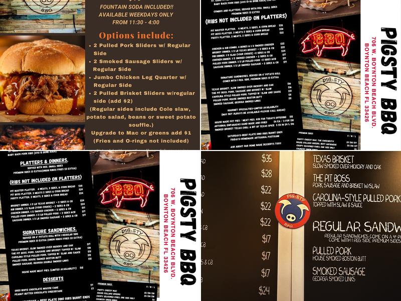 Pig-Sty BBQ Menu