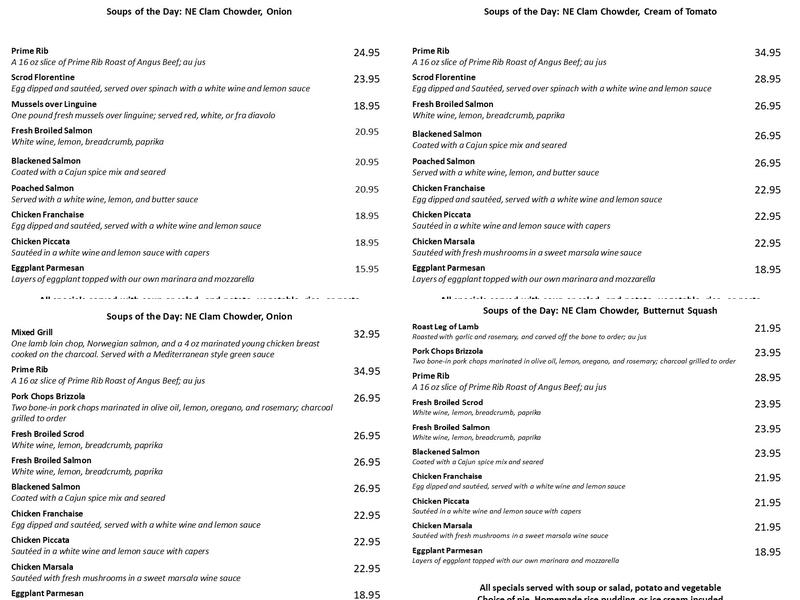 Constantine's Restaurant Menu