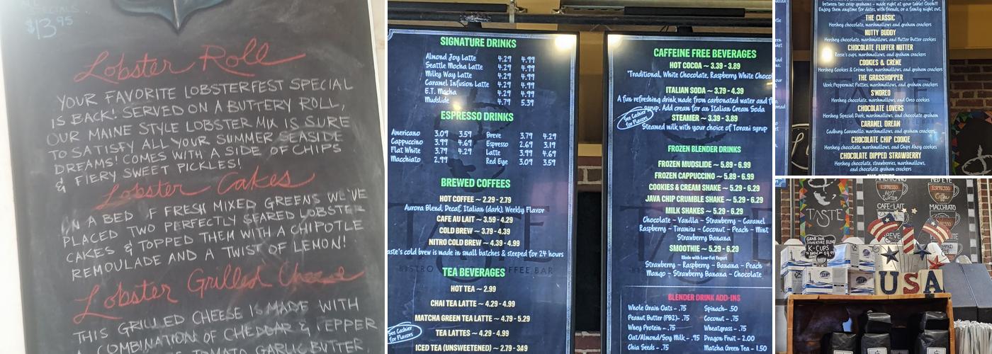 Taste Bistro & Coffee Bar Menu