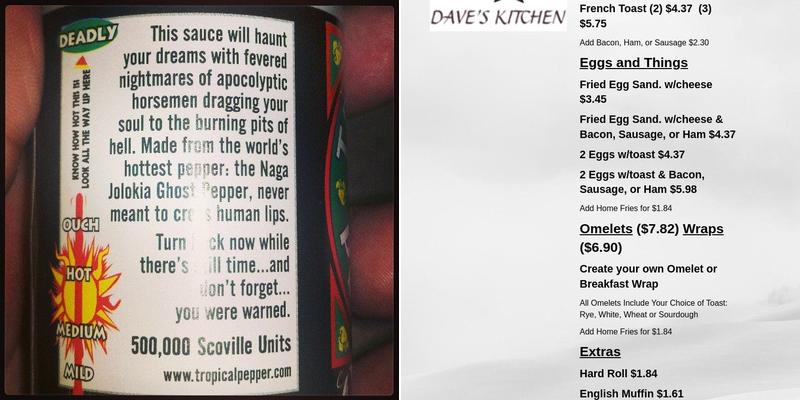 Dave's Kitchen Menu