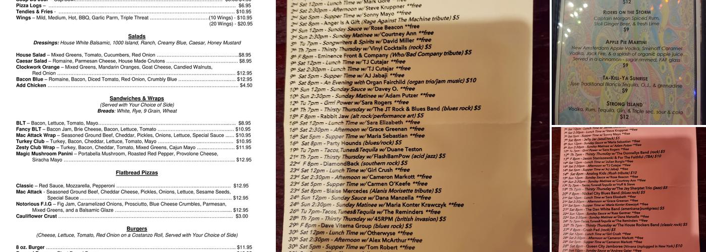 The Lion and Eagle Pub Menu