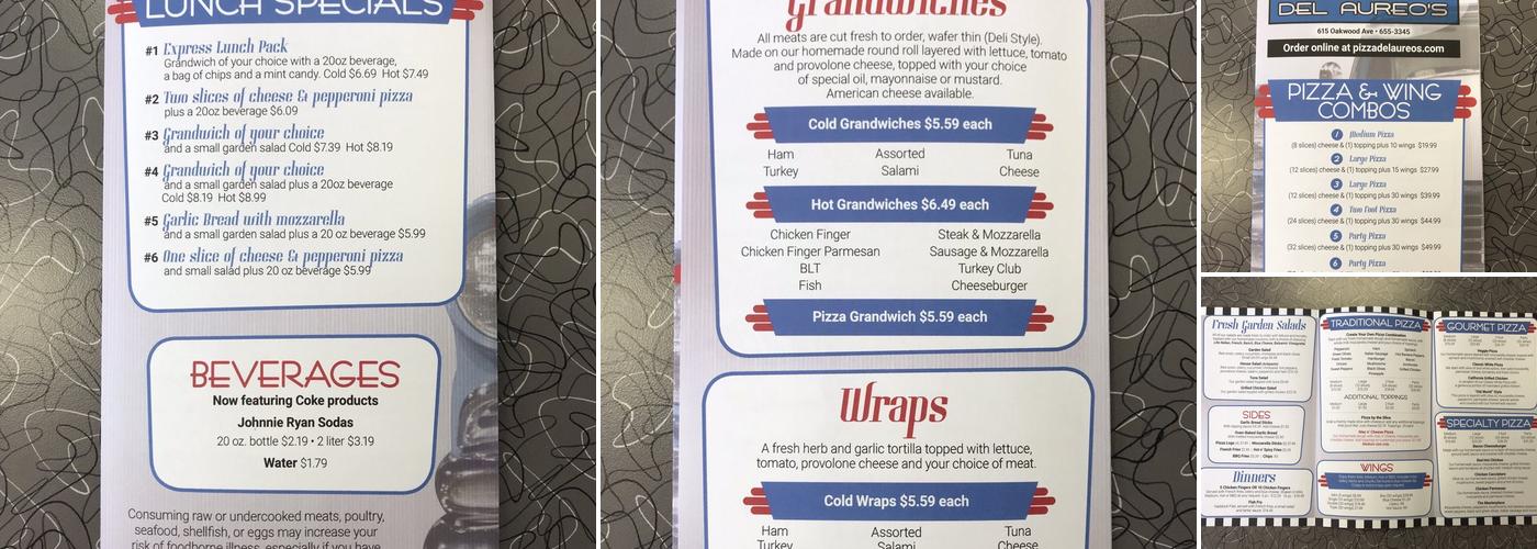 Pizza Del Aureo's Menu