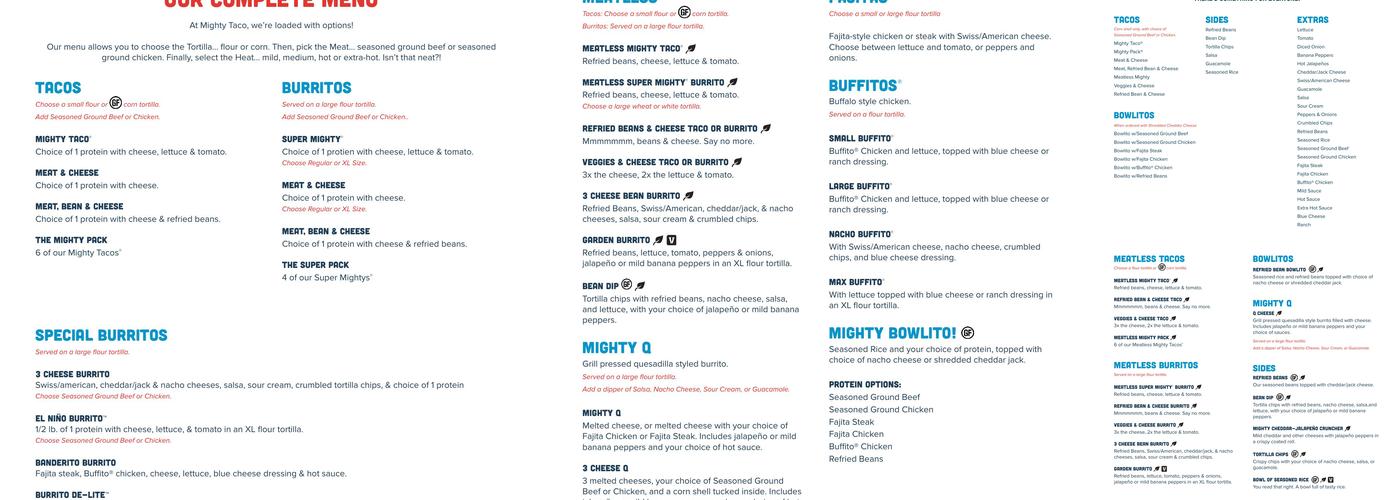 Mighty Taco Menu