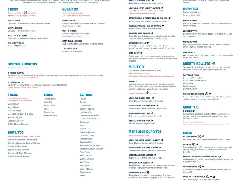 Mighty Taco Menu