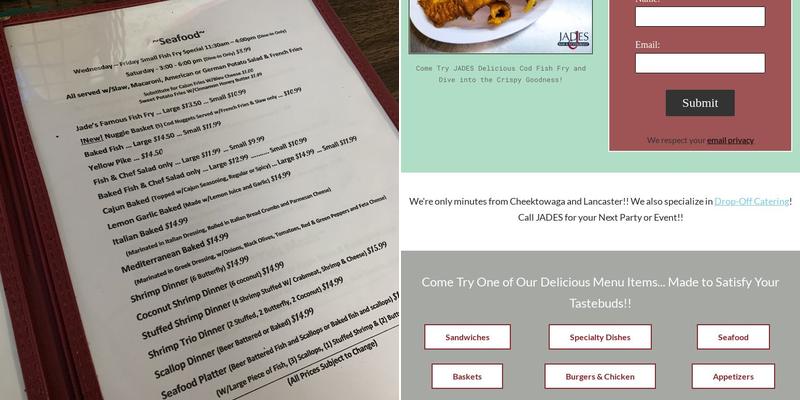 Jades Restaurant Menu