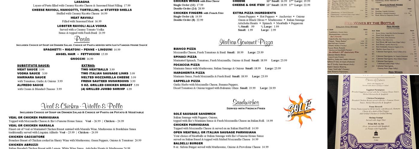 Ilio DiPaolo's Restaurant & Banquet Facility Menu