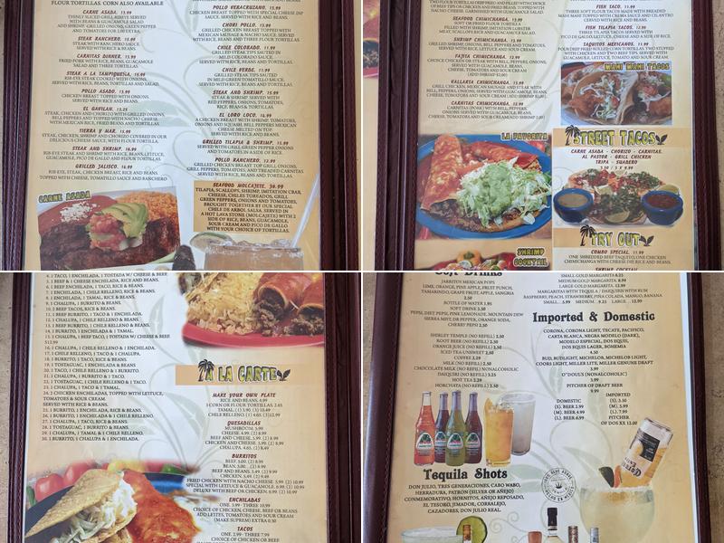 El Loro Mexican Restaurant Menu