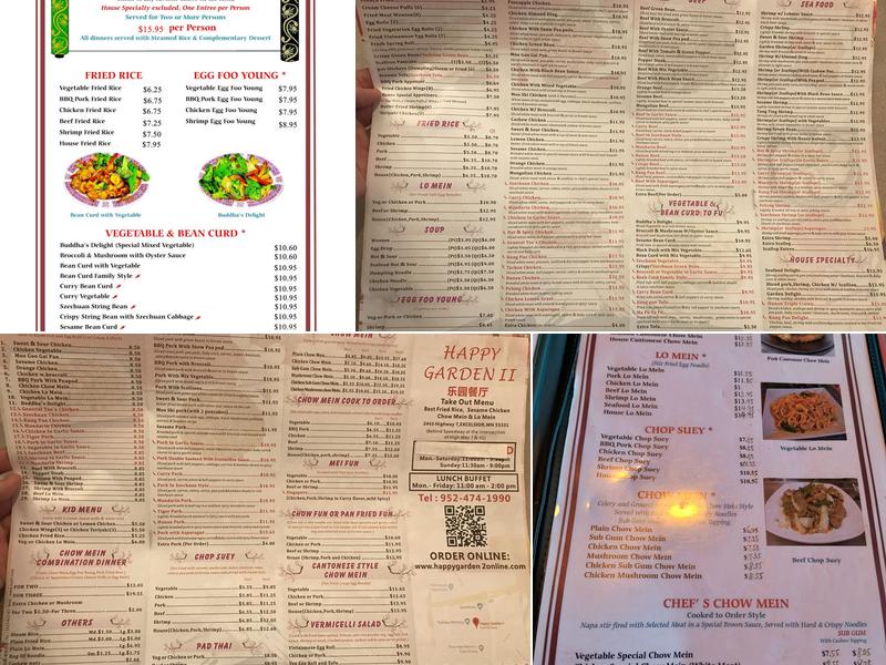 Happy Garden II Menu