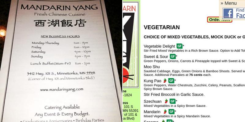 Mandarin Yang Menu