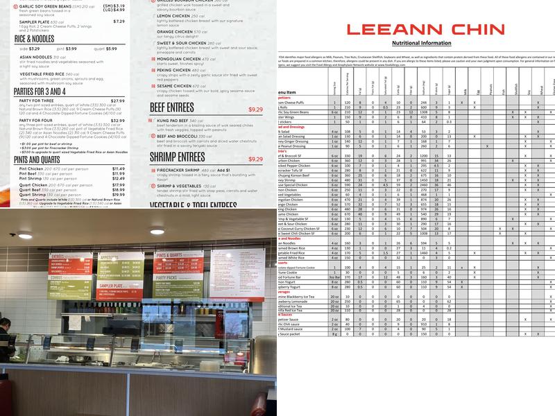 Leeann Chin Menu