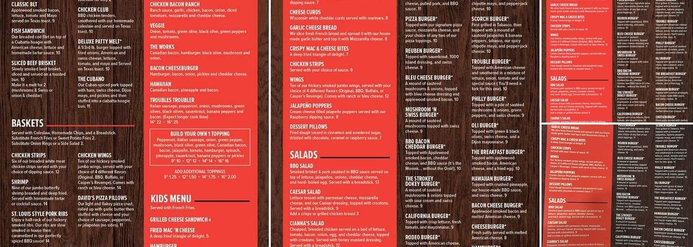 Trouble's Menu