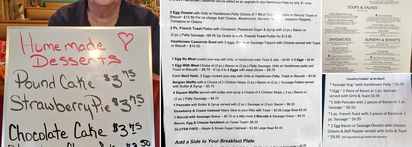 Up The Creek Cafe- Breakfast all day 3 min off I-10 Menu