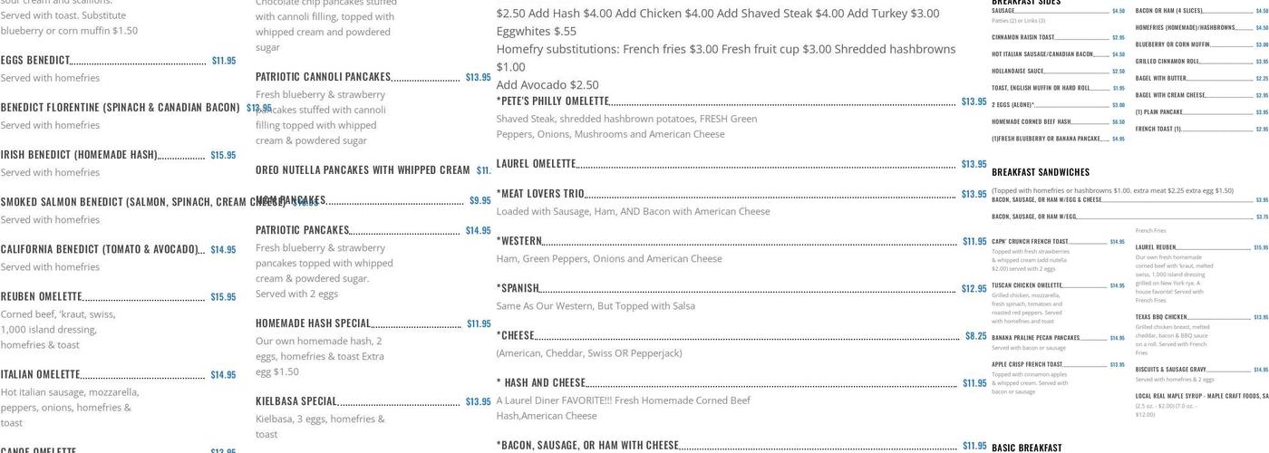 Laurel Diner Menu