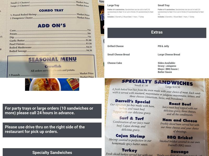 Darrell's of Jennings Menu