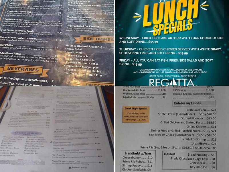 Regatta Seafood and Steakhouse Menu