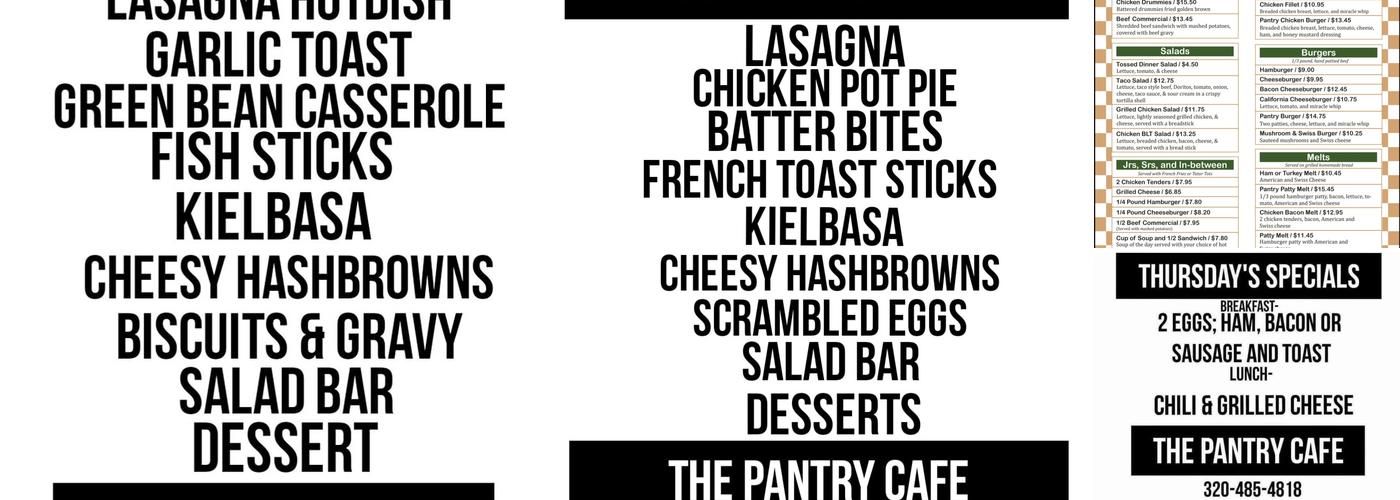 The Pantry Cafe Menu