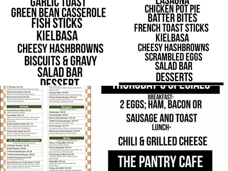 The Pantry Cafe Menu