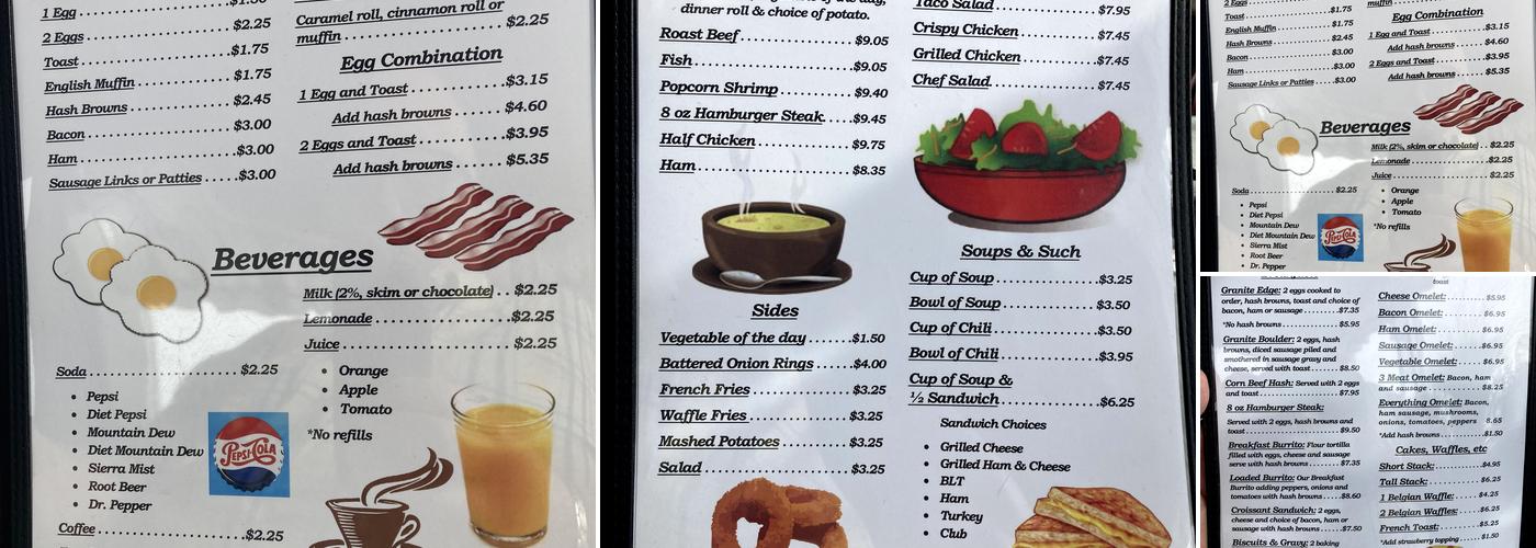 Granite Edge Cafe Menu