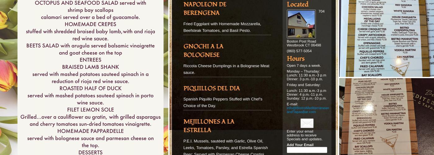 Bistro Mediterranean Tapas & Bar Menu