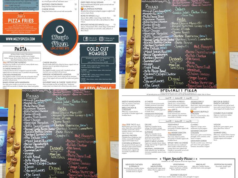 Mizzy’s Pizza Menu