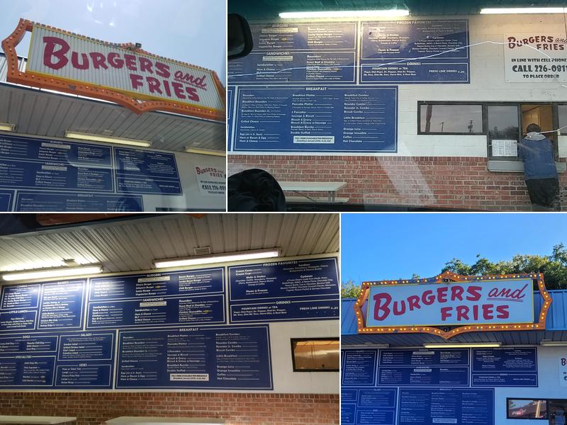 Burgers and Fries Menu