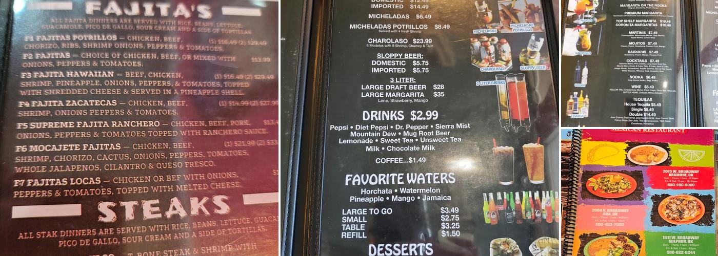 Potrillos Méxican Restaurant Menu