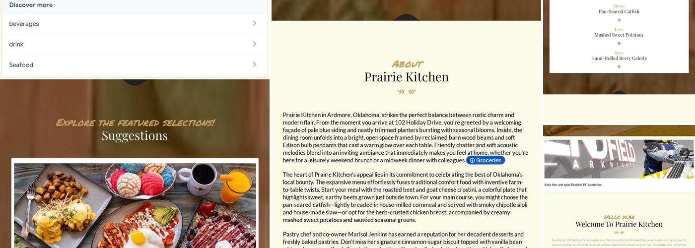 Prairie Kitchen Menu