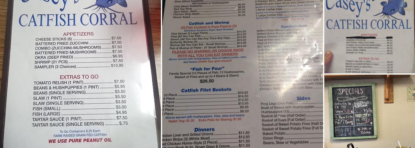 Casey's Catfish Corral Menu