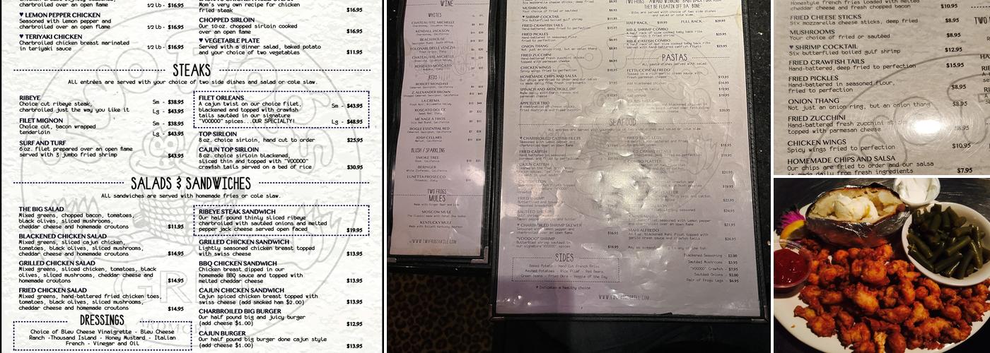 Two Frogs Grill Menu