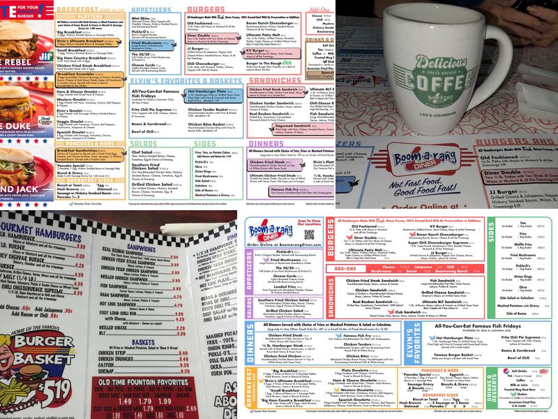 Boomarang Diner Menu