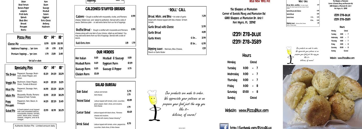 Pizza D-LUX Menu