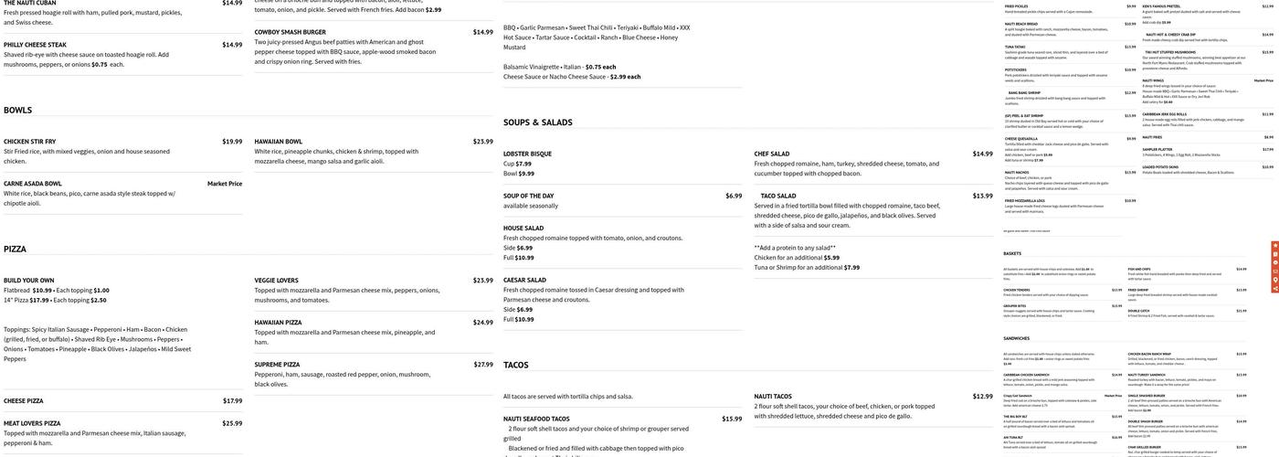 Nauti Parrot Tiki Hut Menu