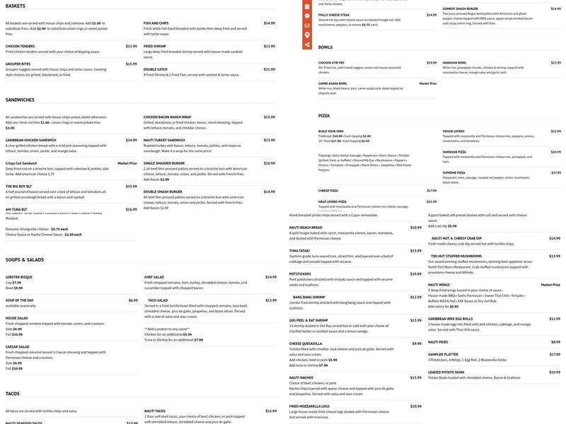 Nauti Parrot Tiki Hut Menu