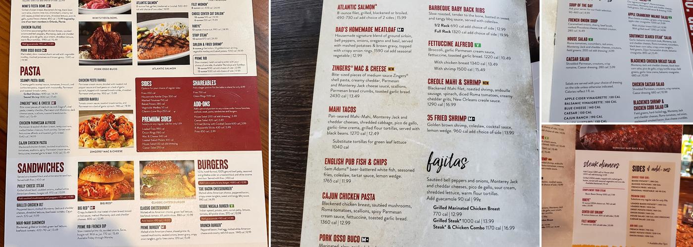 Miller's Ale House Menu